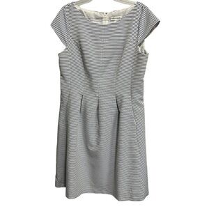 Christopher & Banks Blue & White Striped A-Line Dress Size 16